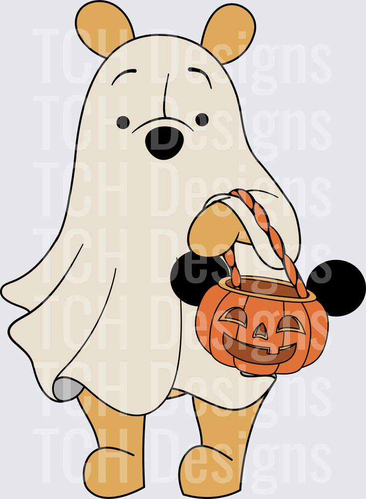 Winnie the Pooh Ghost Costume Halloween Pumpkin Candy Bucket
