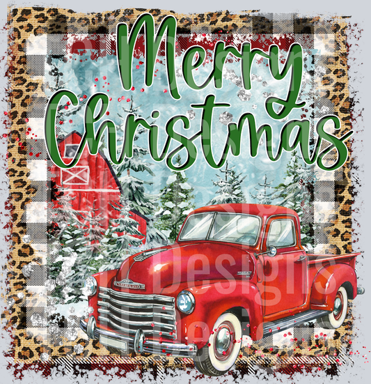 merry christmas truck distressed