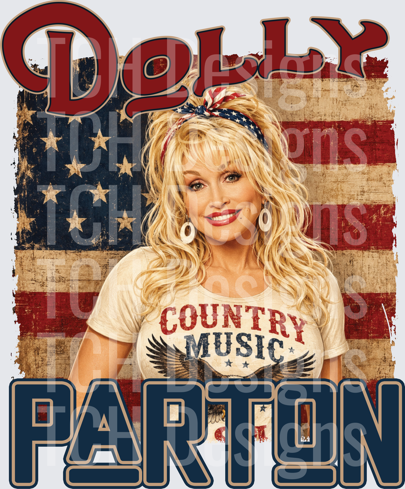Dolly Parton Country Music Patriotic American Flag Design