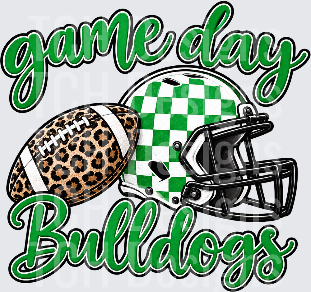 Checkered Game Day Bulldogs Green