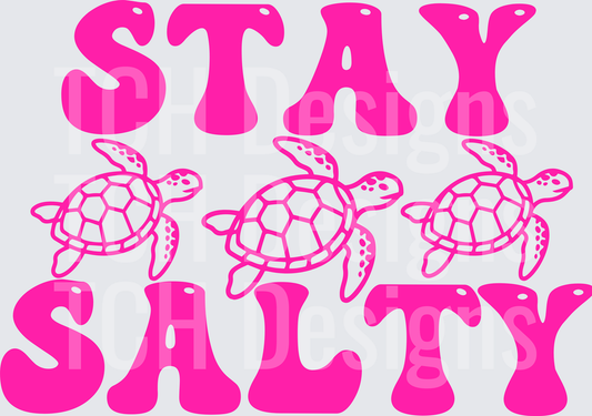 Stay Salty Pink Sea Turtles Typography Design