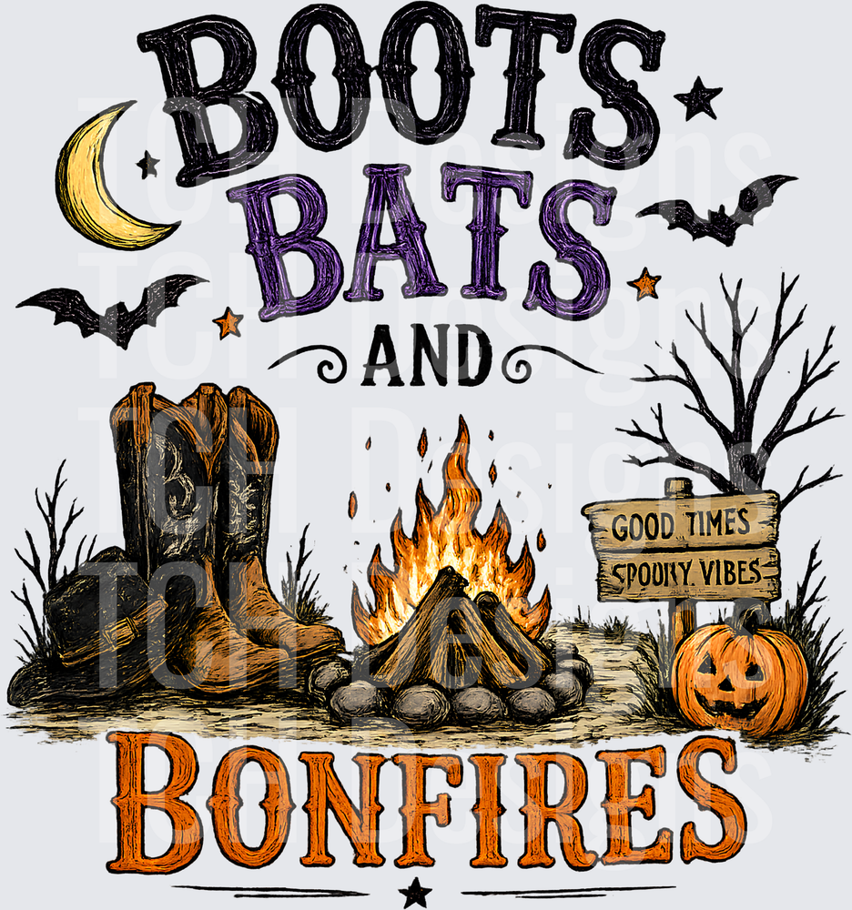 boots bats and bonfired- CSG Designs