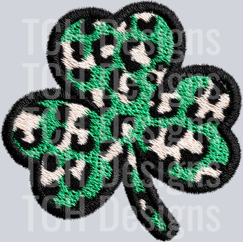 LEOPARD CLOVER FAUX EMBROIDERY