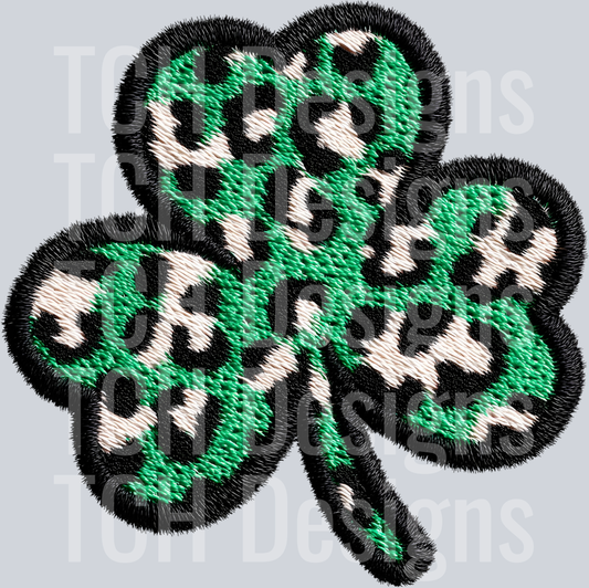 LEOPARD CLOVER FAUX EMBROIDERY