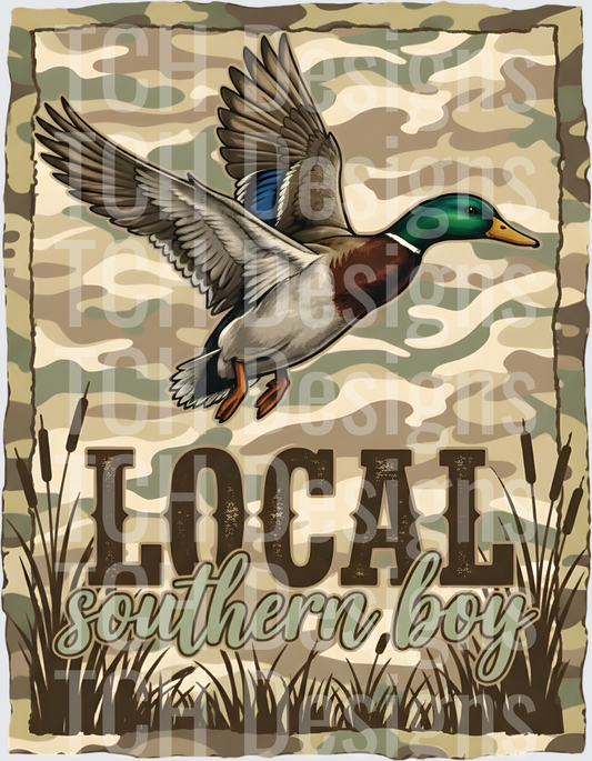 Local Southern Boy Flying Mallard Duck Camo Design