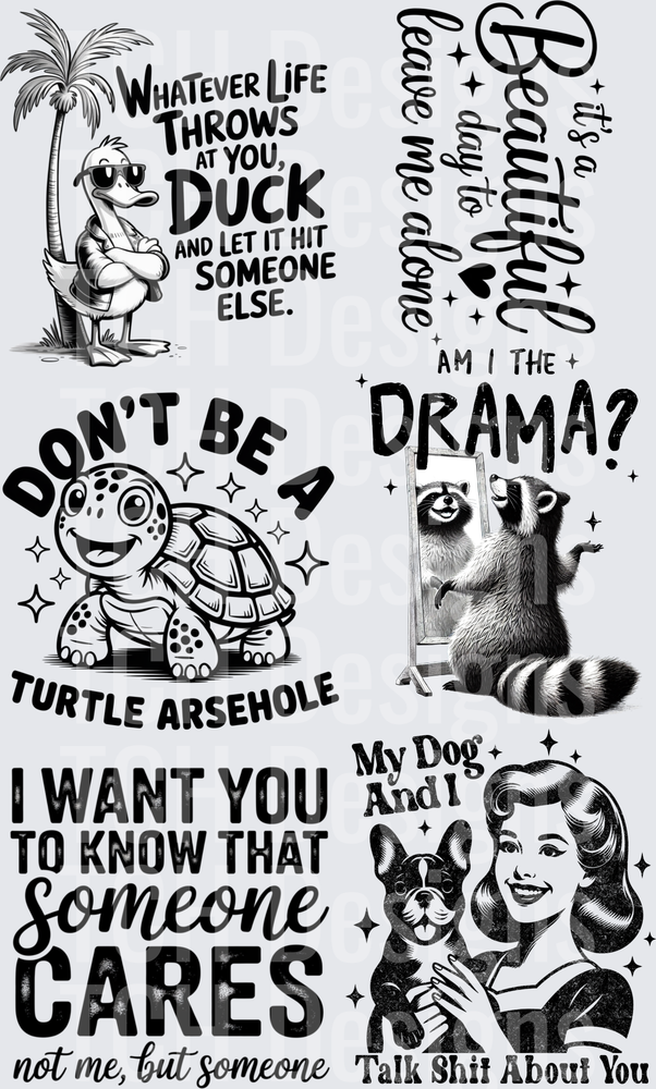 Sarcastic Animals and Retro Woman Funny Sayings Bundle