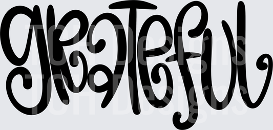 Grateful Bold Curly Handlettered Word Art Typography