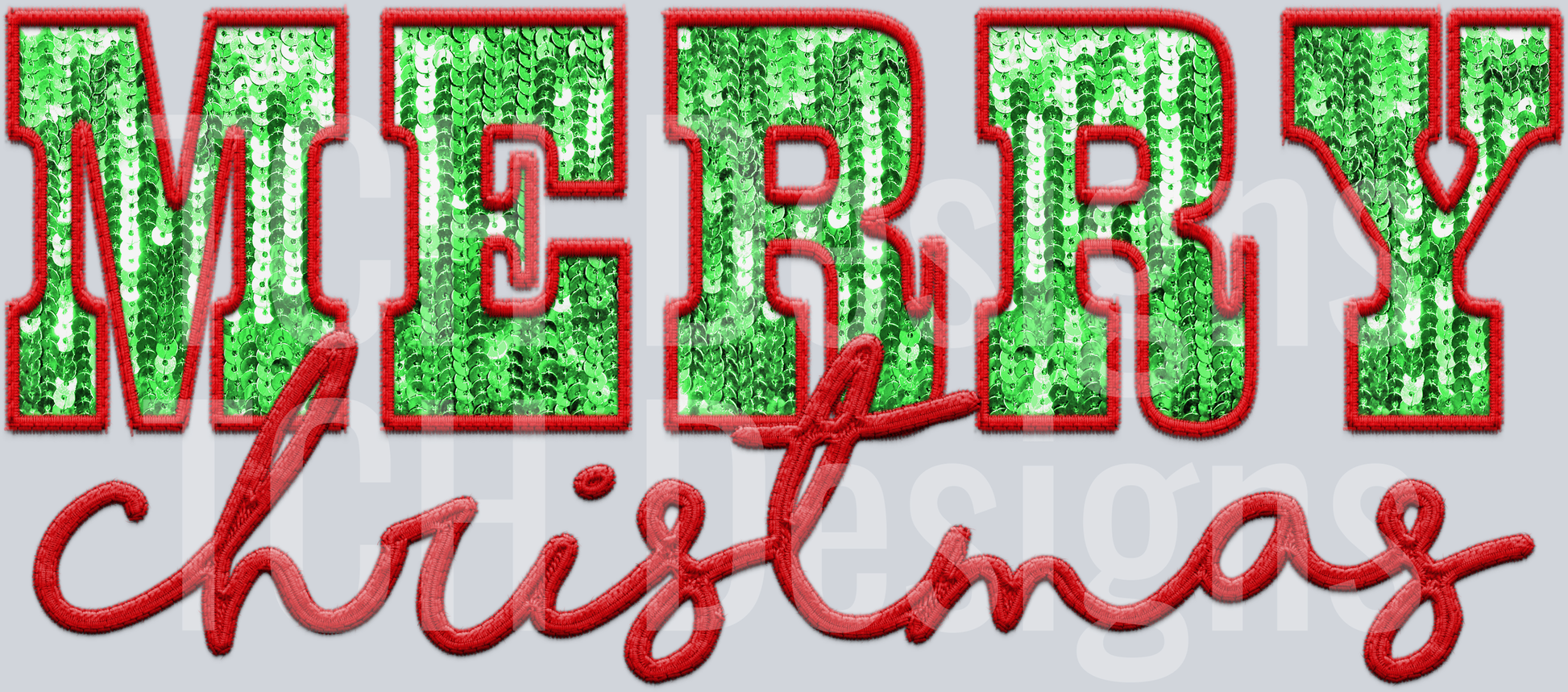 merry christmas red green sequins
