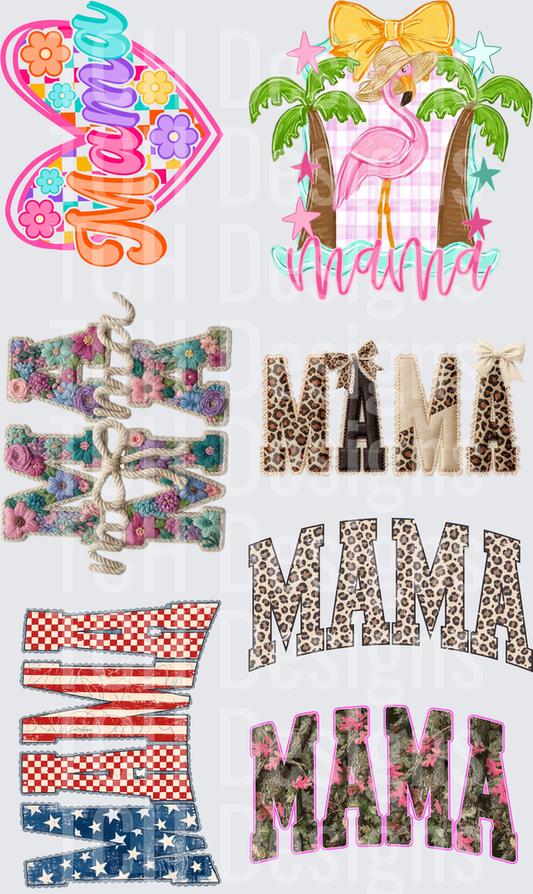 Mama Heart Flamingo Palm Trees Floral Rope Leopard Camo Bundle