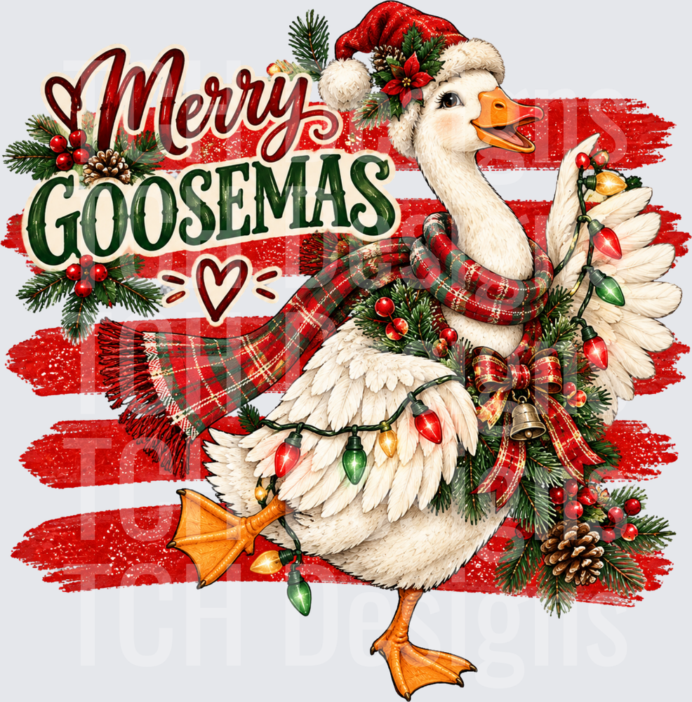 Merry Christmas Striped Goose