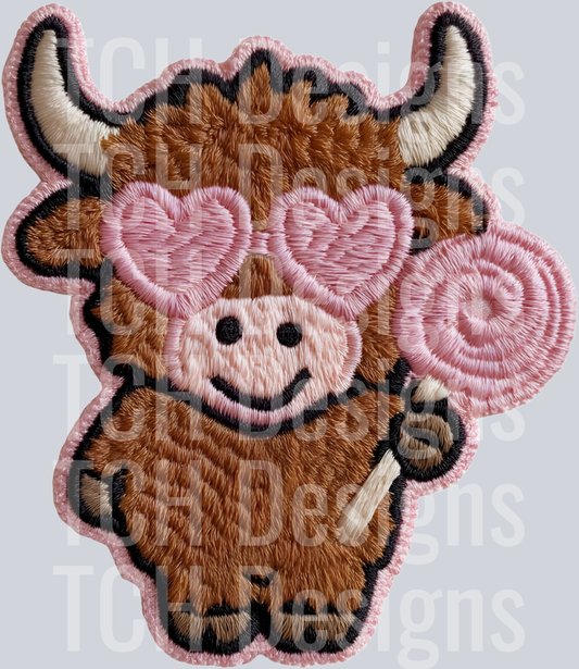 HIGHLAND COW LOLLIPOP VALENTINES DAY