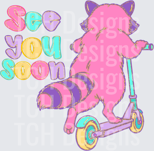 see you soon raccoon gold foil