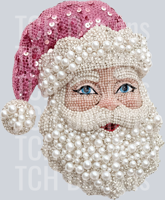 SANTA PINK HAT FAUX PEARLS