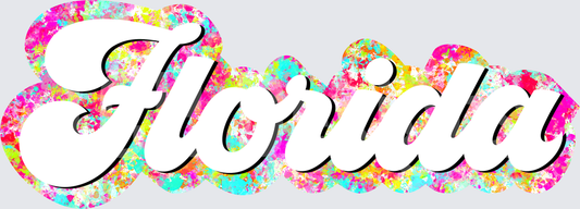 Florida Retro Script Colorful Paint Splatter Design