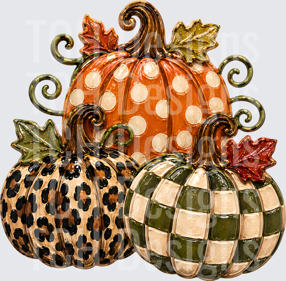 FALL PUMPKINS PAINTED FAUX