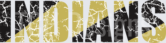 Indians Black and Gold Distressed Cracked Bold Text
