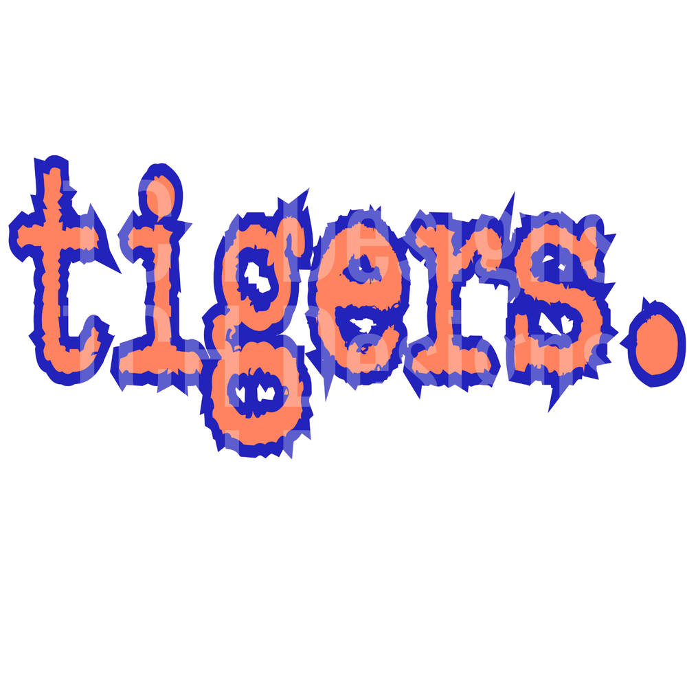 Tigers Orange and Blue Jagged Bold Lowercase Word Art