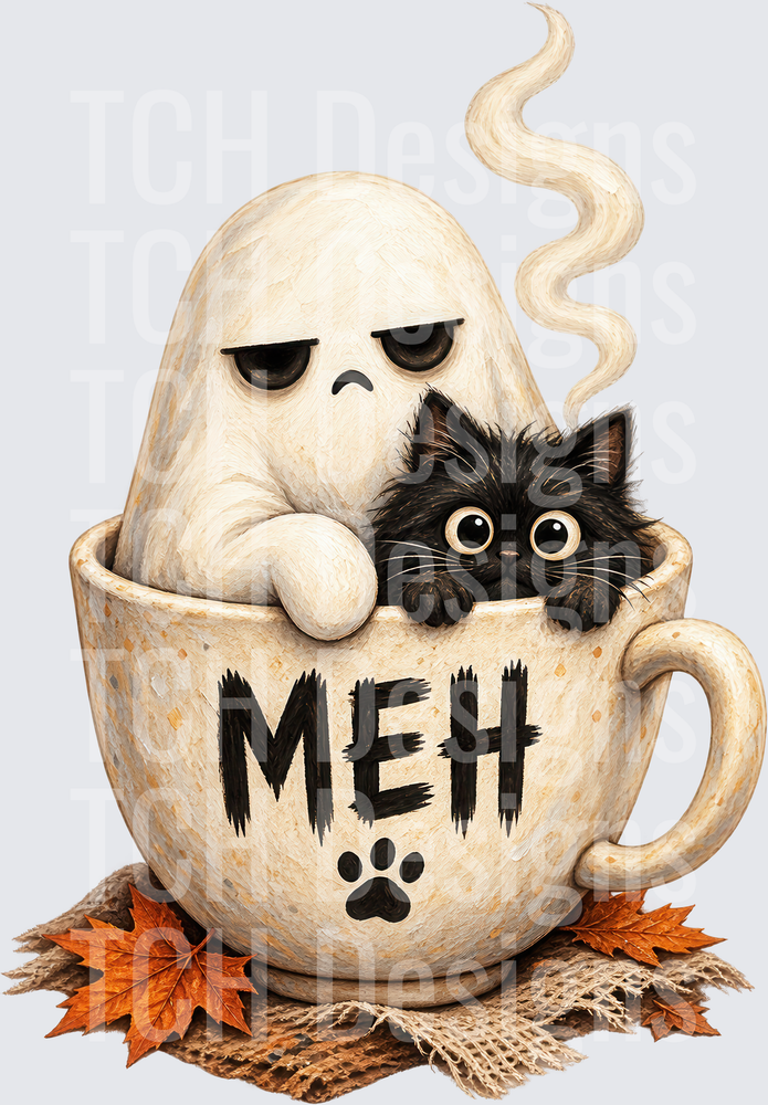 Halloween Ghost and Black Cat Meh