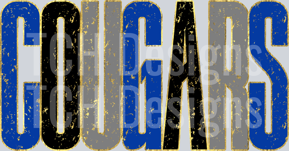 Cougars_Royal_Black_Grey_Distressed_Metallic_Gold