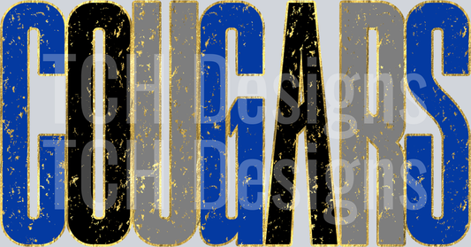 Cougars_Royal_Black_Grey_Distressed_Metallic_Gold