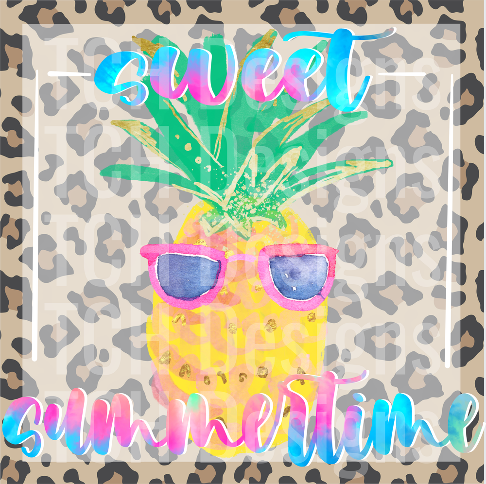 Sweet Summertime Pineapple Sunglasses Leopard Print