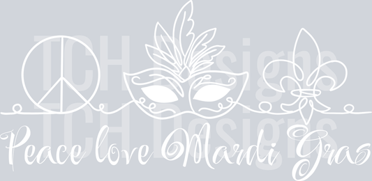 peace love mardigras line drawing white - Copy