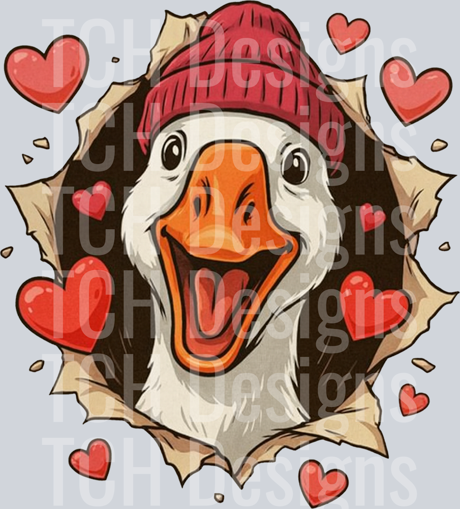 Cute Valentine Goose Front and Back PNG, coquette Valentine