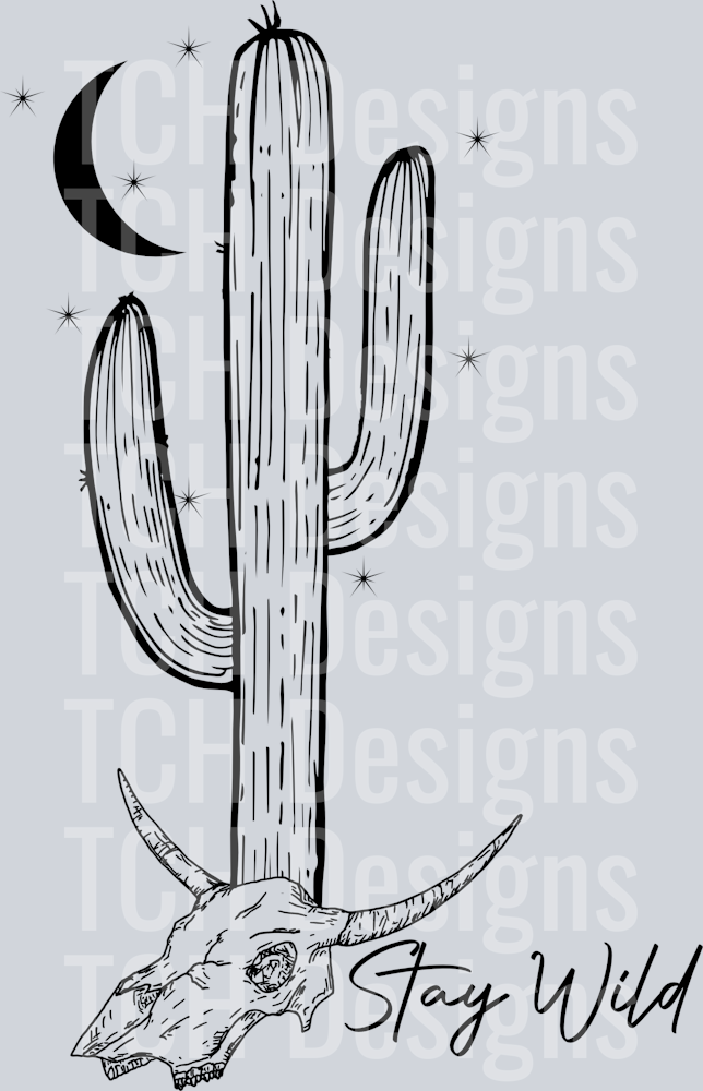 stay wild cactus skull
