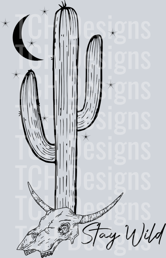 stay wild cactus skull