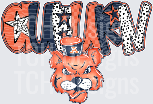 Auburn Tigers Aubie Mascot AUBURN Bold Patterned Letters