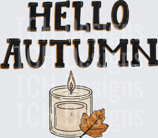 hello autumn candle faux emb hwds