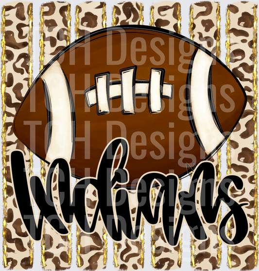 Indians Football Leopard Print Gold Stripe Design