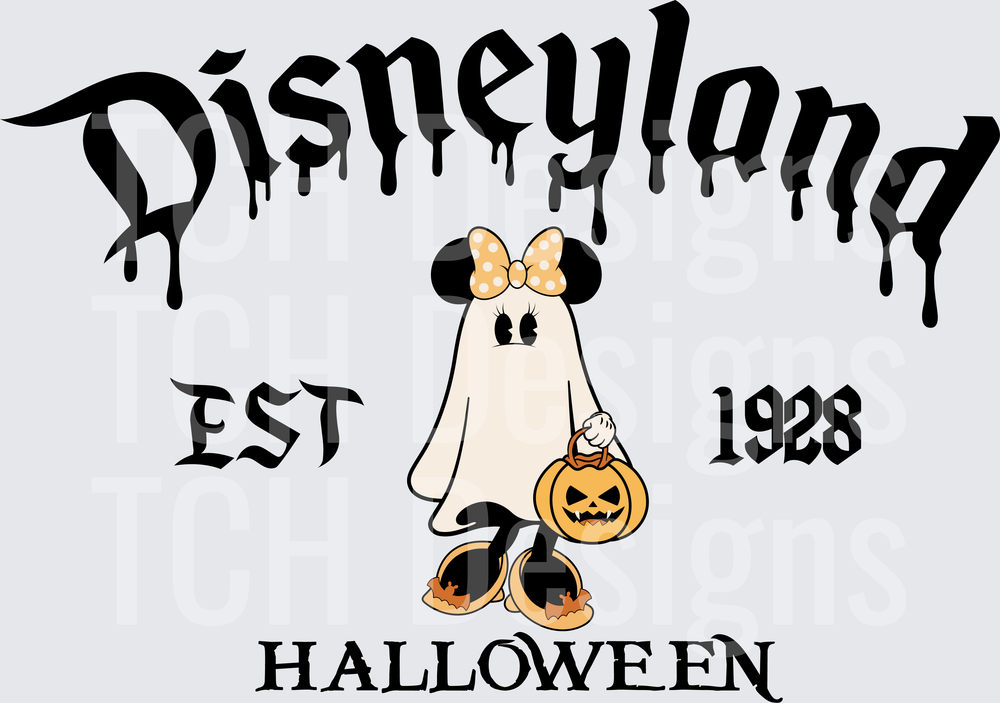 Minnie Mouse Ghost Halloween Disneyland EST 1928 Pumpkin