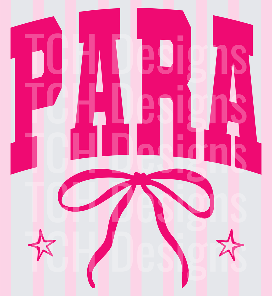 PARA Varsity Arch Hot Pink Bow Stars Stripe Design