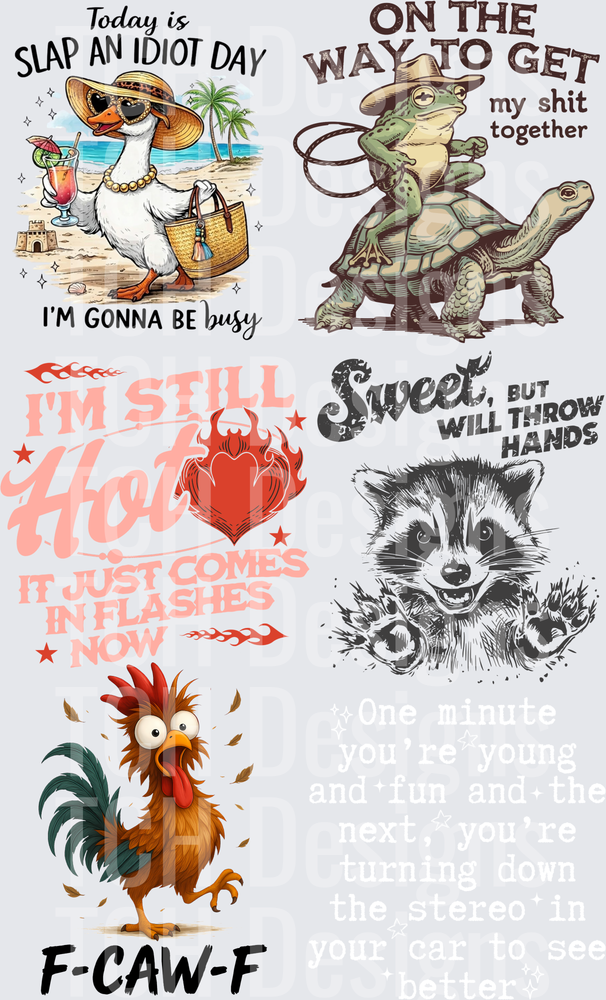 Funny Animal Sayings Bundle - Sloth Cowboy Raccoon Chicken Puffin