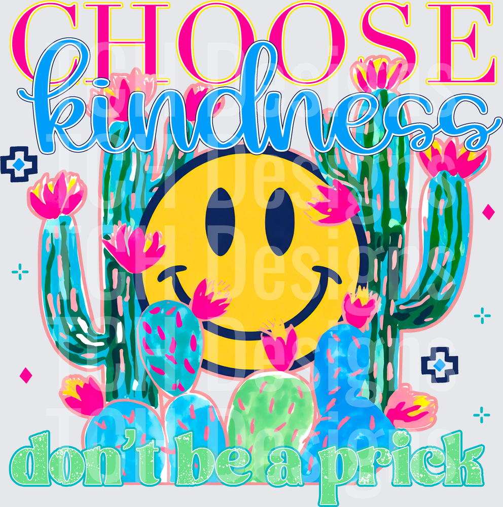 Choose Kindness Don't Be A Prick Smiley Face Cactus