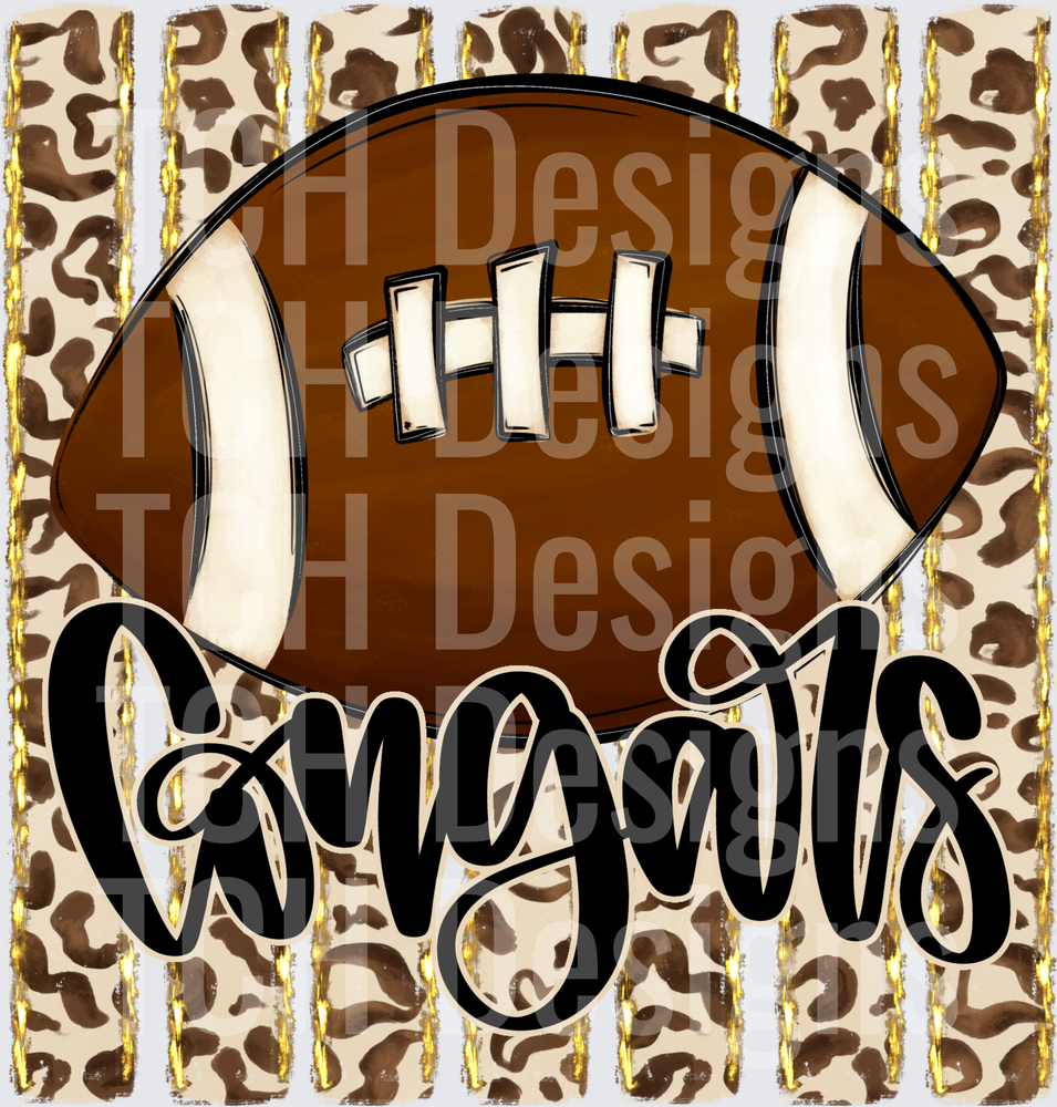 Cougars Football Leopard Print Gold Stripe Mascot Design