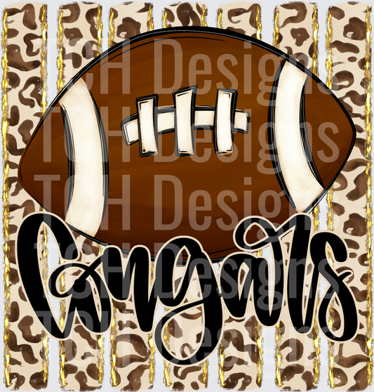 Cougars Football Leopard Print Gold Stripe Mascot Design