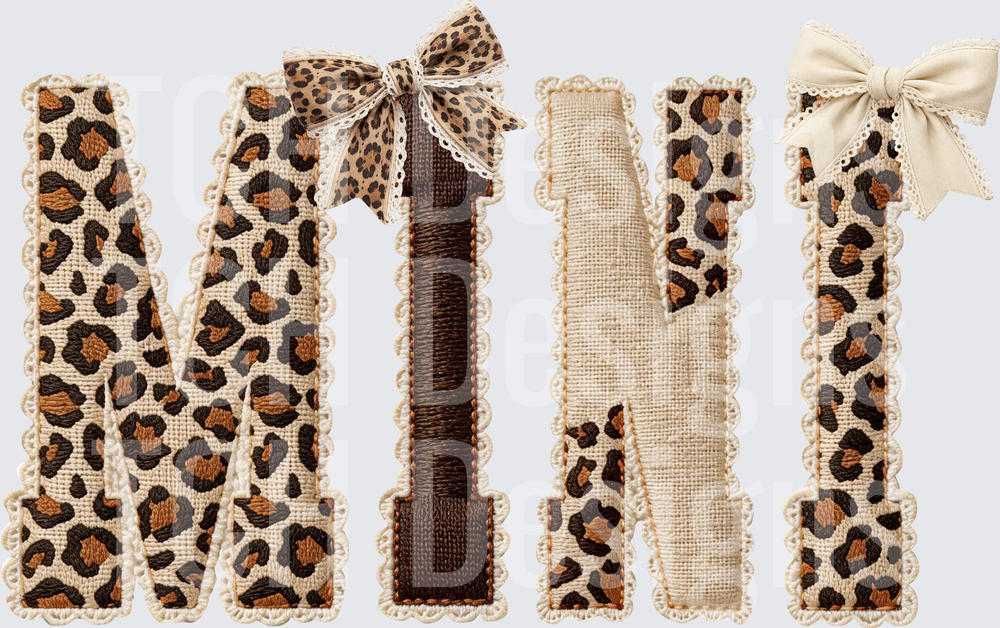 MAMA Leopard Print Burlap Letters with Bows