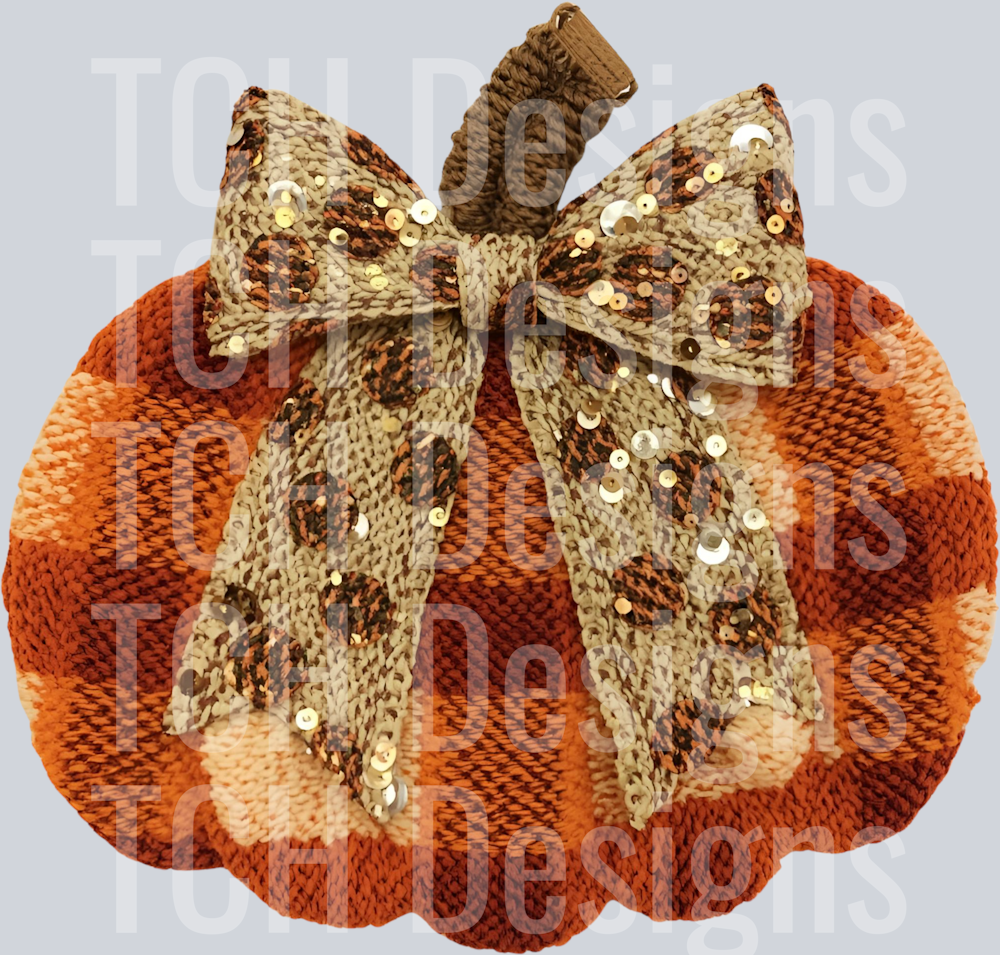 FALL PLAID PUMPKIN BOW FAUX YARN SEQUINS