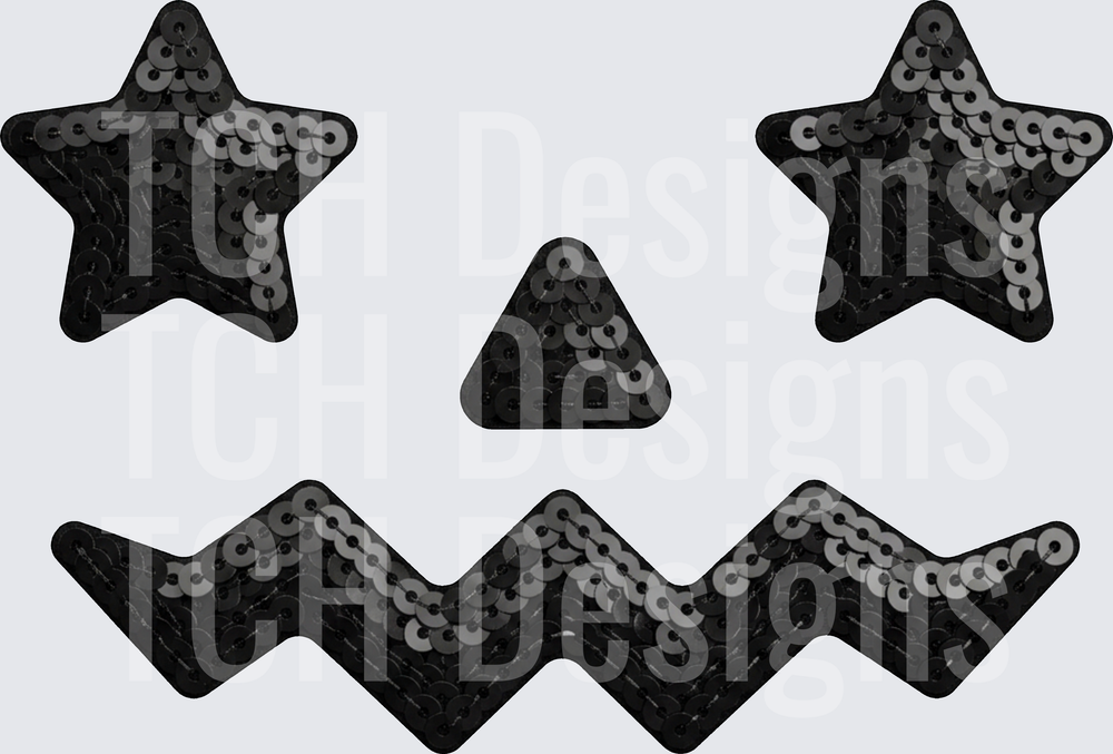 star eye jackolantern faux sequins hwds