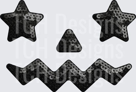 star eye jackolantern faux sequins hwds