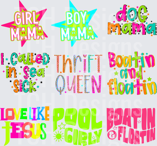 Colorful Mama Sayings Bundle Girl Boy Dog Mama Quote Pack