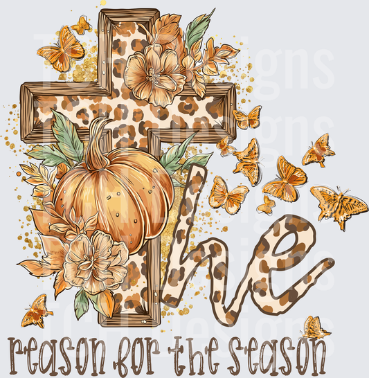 He Is The Reason For The Season Fall Leopard Cross Pumpkin