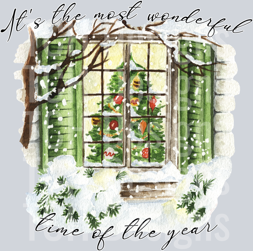 most wonderful time of the year window with tree