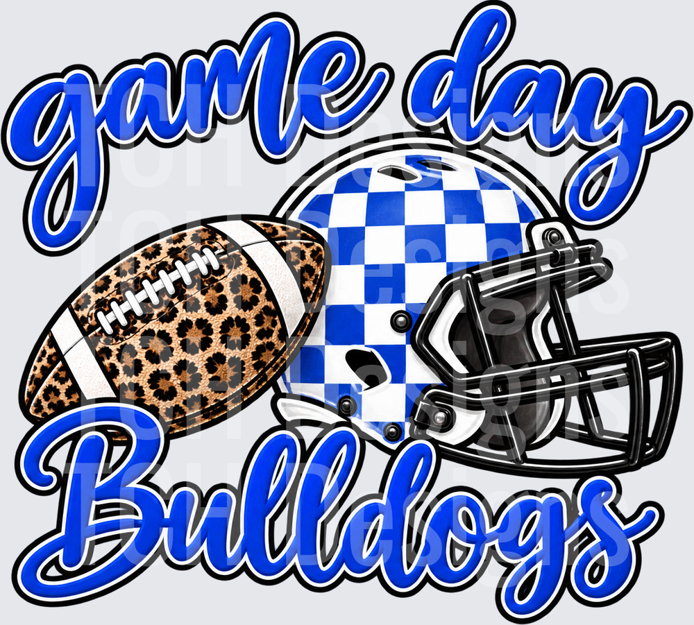 Checkered Game Day Bulldogs Blue