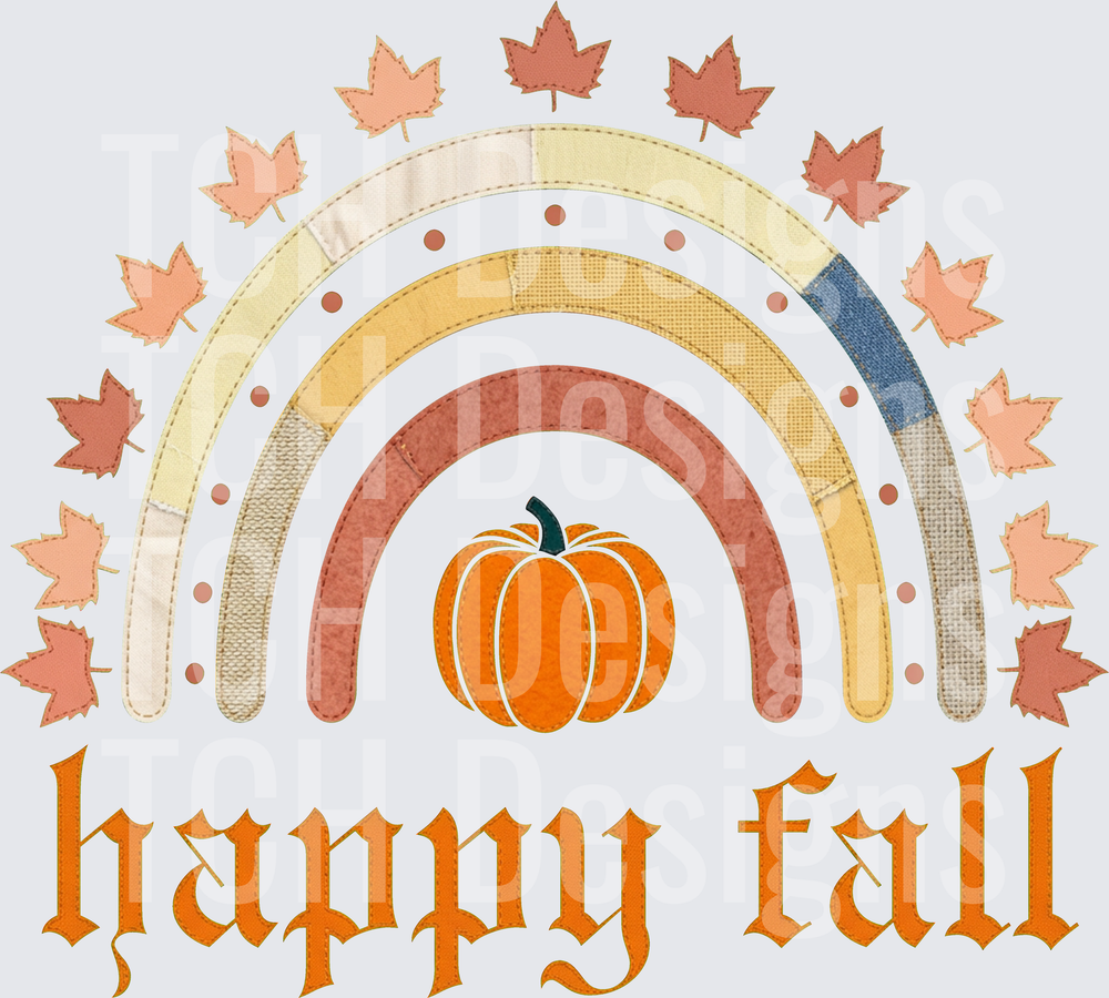 Happy fall rainbow faux emb hwds