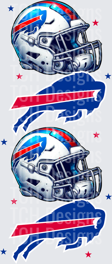 Buffalo Bills Helmet and Logo Duo with Stars Design