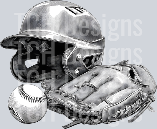 BASEBALL HELMET GLOVE BALL