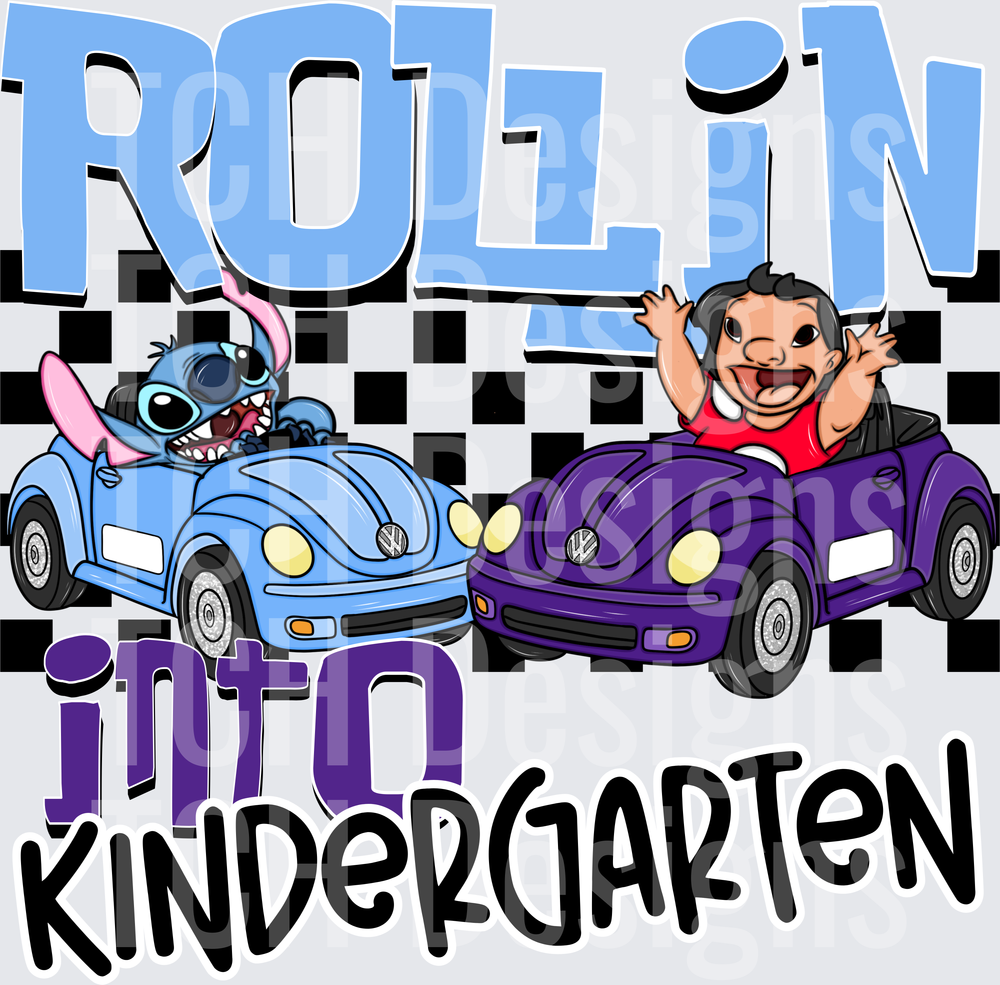 Lilo and Stitch Rollin Into Kindergarten VW Bug Cars